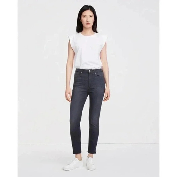 916 NWT 7 For All Mankind High Waist Ankle Skinny Jeans in Evening Grey - Picture 1 of 13